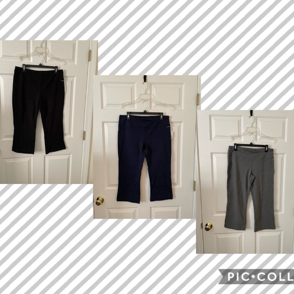 NEW Jockey Women's Cotton Stretch Slim Flare Capri XL, Black & Navy